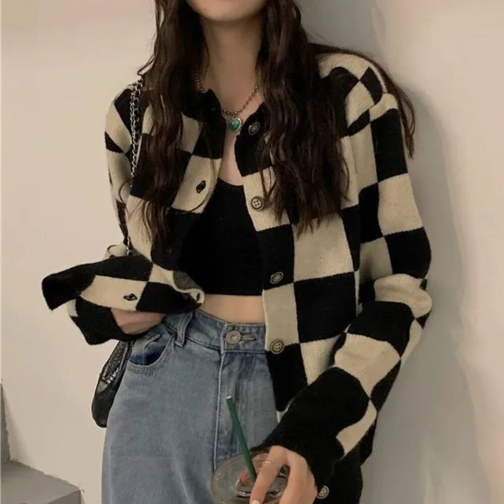 Check Cardigan